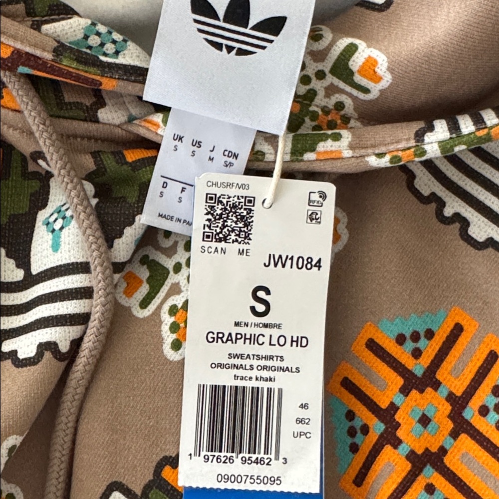 NWT adidas Men's Tile Print Hoodie | Trace Khaki | Size S - Picture 7 of 7